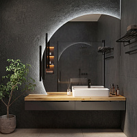 Зеркало круглое усеченное «Умбра» (Ambilight) с интерьерной подсветкой — фото 3